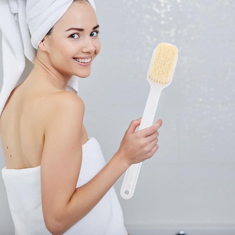Long Handle Bath Brush with Soft White Bristles for Exfoliating Shower and Body Scrubber - Image 5